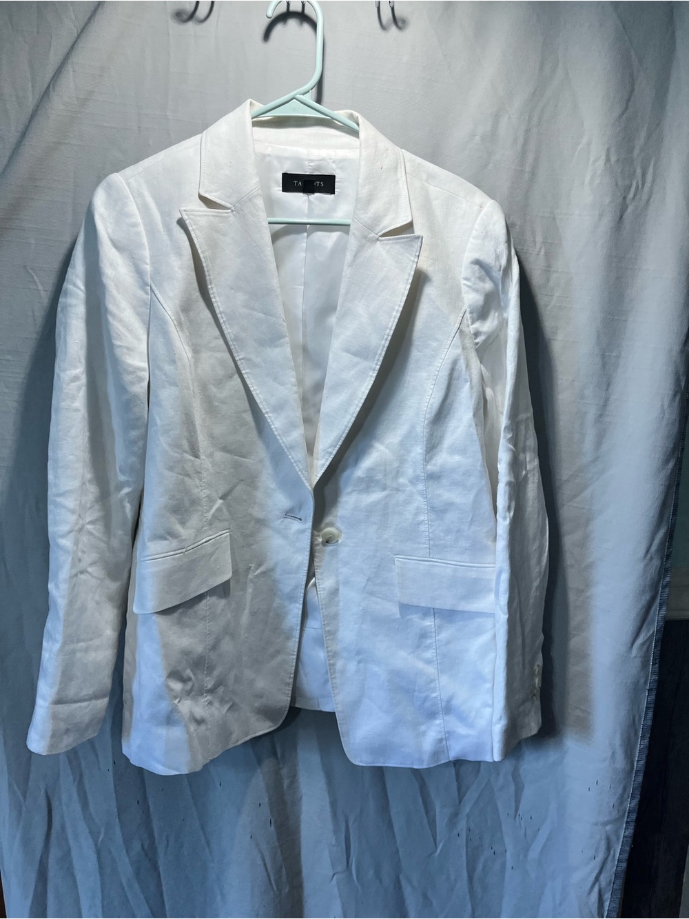 Talbots 8 White Linen-Blend Single-Button Blazer